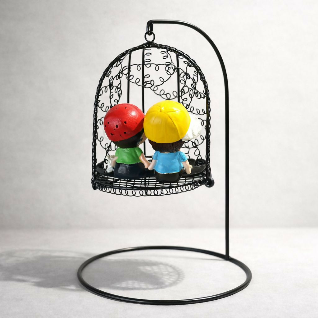 Couple Swing Showpiece with Hanging Chair Cute Tabletop Decor