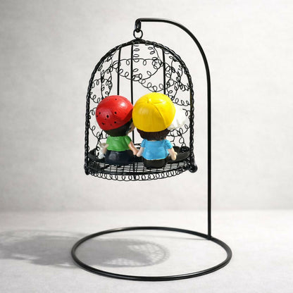 Couple Swing Showpiece with Hanging Chair Cute Tabletop Decor