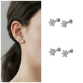 Flower Labret Stud Earrings – Silver Plated Crystal Combo Pack