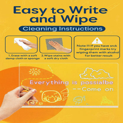 LED Message Writing Board 8x8 Inch with 6 Neon Color Markers, USB Powered Light Up Drawing Pad with Erasable Acrylic Surface for Kids, Birthday Parties, Restaurants, Cafés & Home Décor