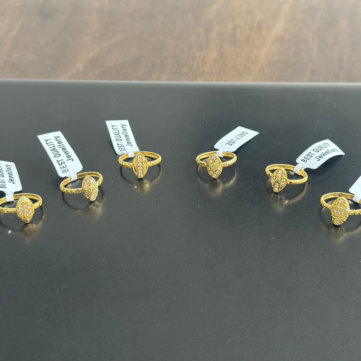 Elegant Gold-Tone Designer Ring – Pack of 6 (Mix Collection)