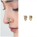 Press Nose Pin Combo – Star & Floral CZ Designs Pack of 2