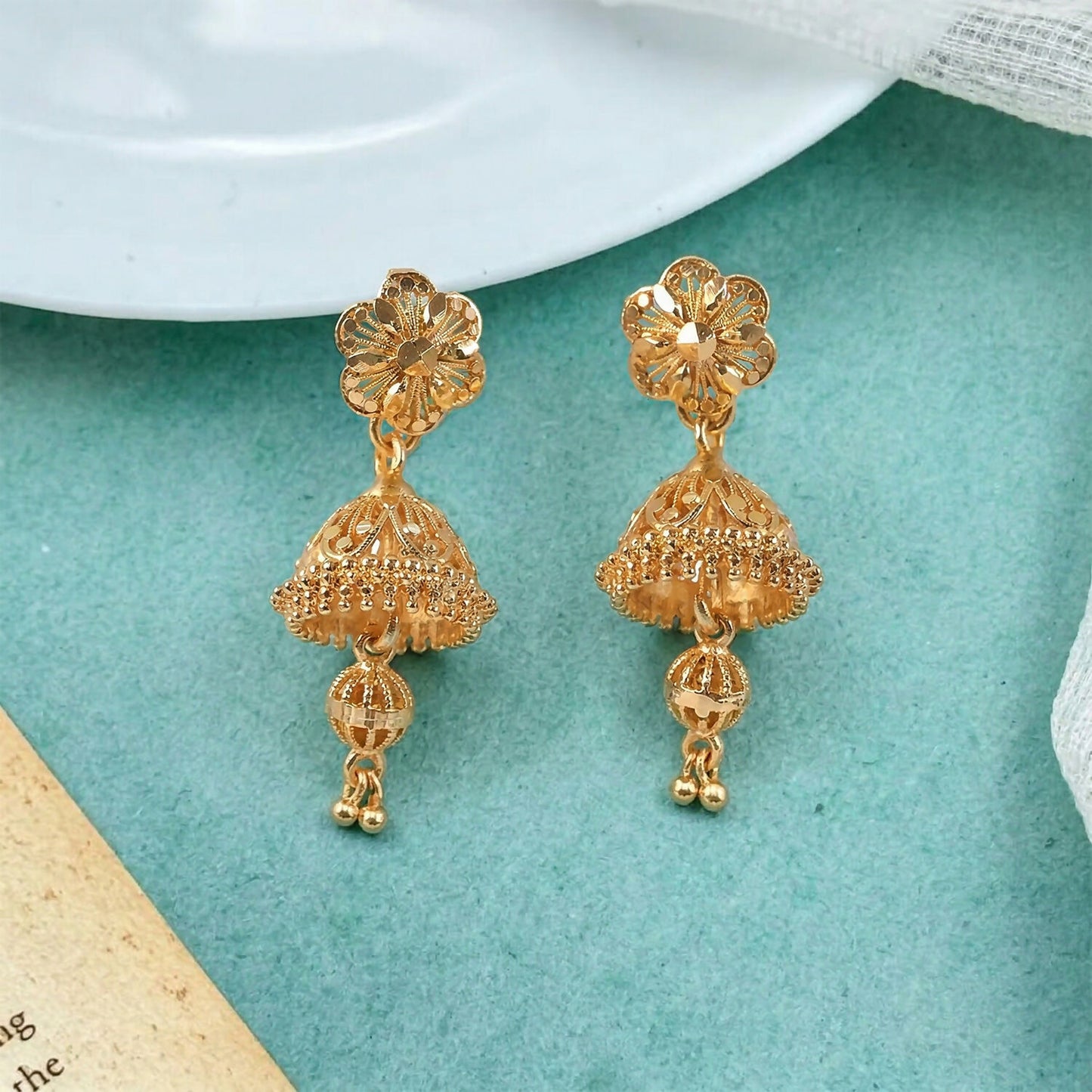 Royal Traditional Gold Jhumka Earrings for Wedding & Party Wear