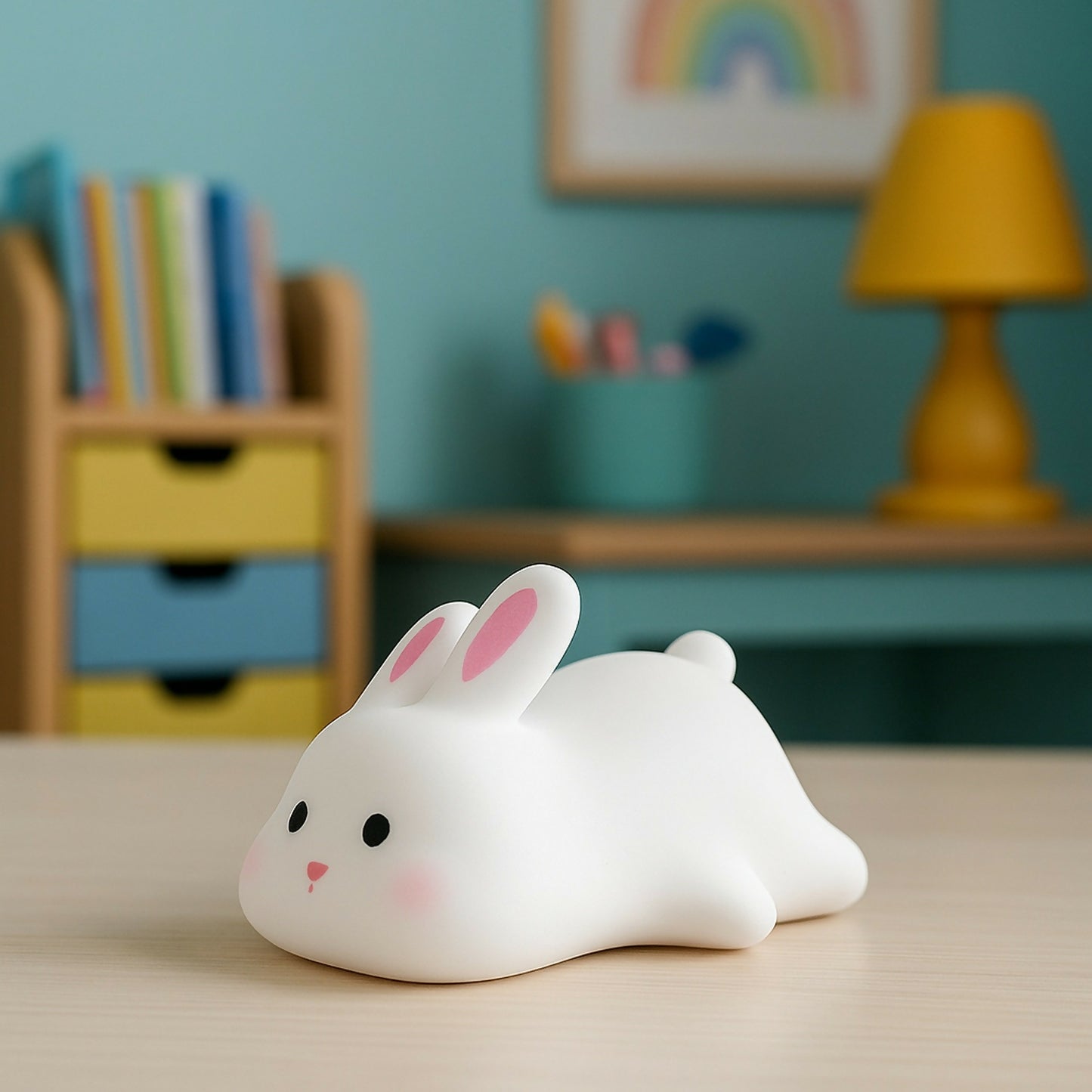 Cute Soft Bunny Night Light for Kids – Warm Glow Silicone Animal Bedside