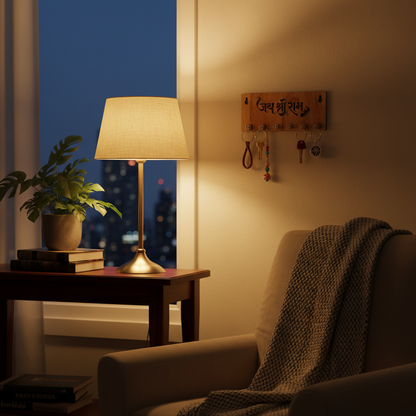 Jay Shree Ram Wooden Key Holder for Wall – Handcrafted MDF Wall Key Organizer | Spiritual Home Décor