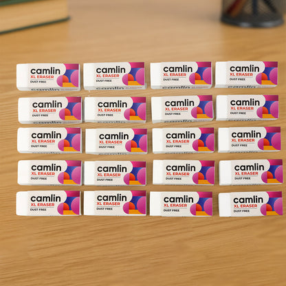 Camlin XL Dust-Free Eraser – Soft, Clean Erasing for School & Office | 20-Piece Value Pack