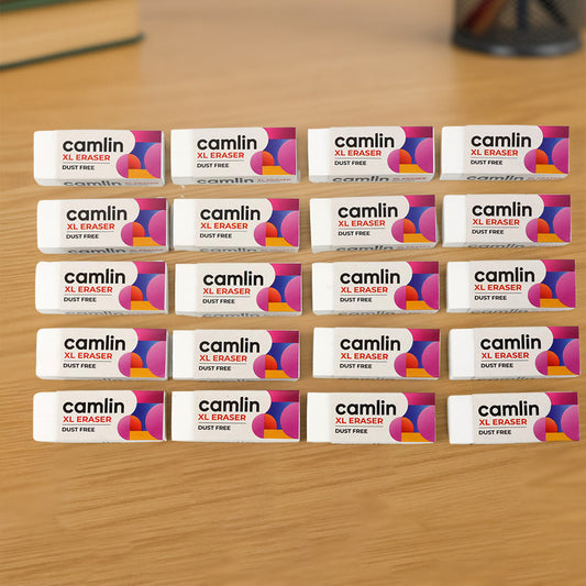 Camlin XL Dust-Free Eraser – Soft, Clean Erasing for School & Office | 20-Piece Value Pack