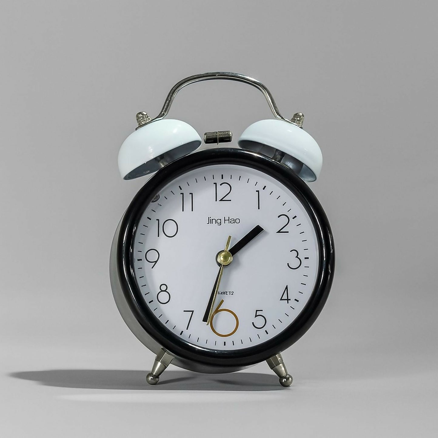 Classic Retro Twin Bell Alarm Clock for Bedroom, Black Analog Quartz Table Clock with Loud Ringing, Nightstand Bedside Clock with Silent Sweep Movement, Battery Operated Wake-Up Clock for Home & Office