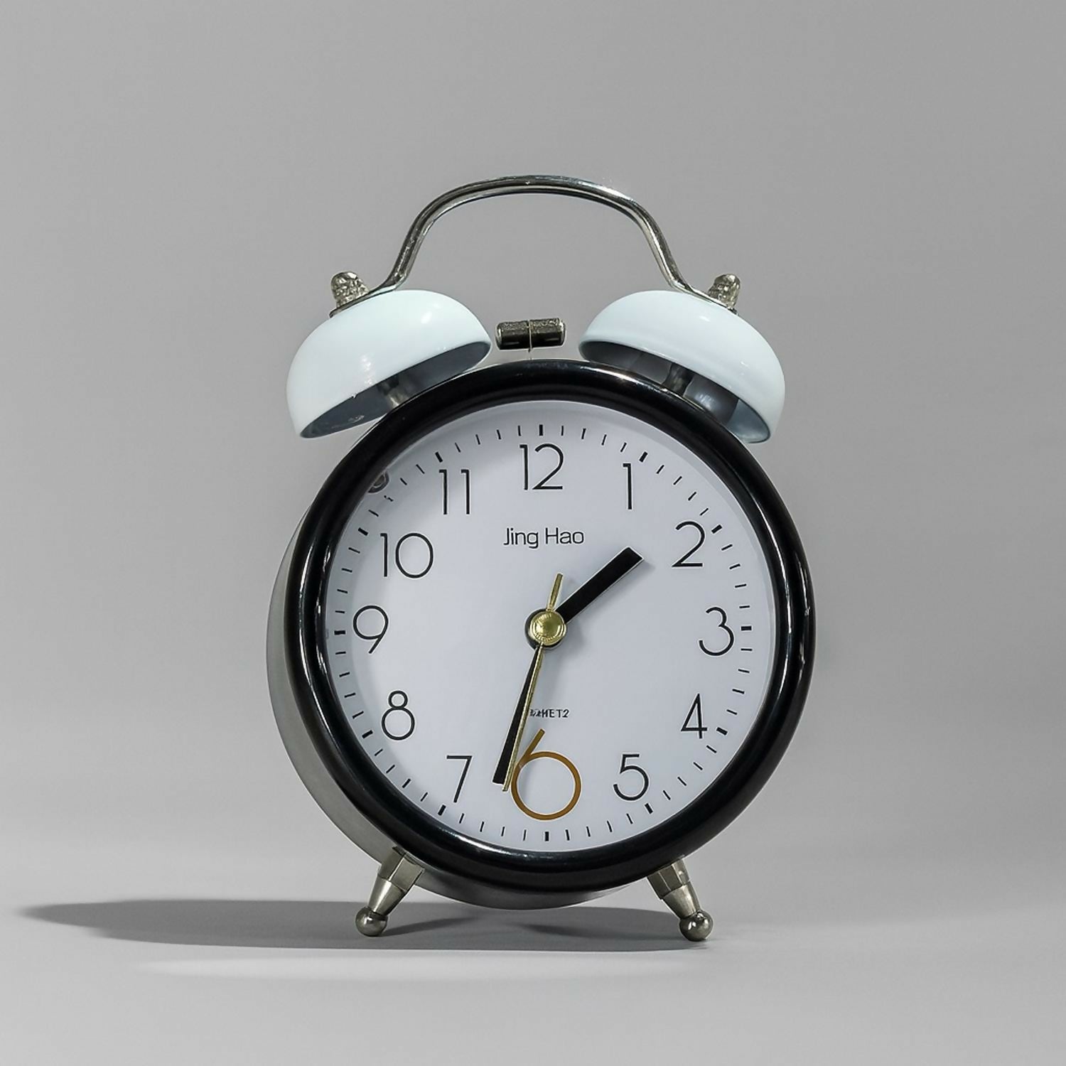 Classic Retro Twin Bell Alarm Clock for Bedroom, Black Analog Quartz Table Clock with Loud Ringing, Nightstand Bedside Clock with Silent Sweep Movement, Battery Operated Wake-Up Clock for Home & Office