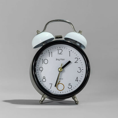 Classic Retro Twin Bell Alarm Clock for Bedroom, Black Analog Quartz Table Clock with Loud Ringing, Nightstand Bedside Clock with Silent Sweep Movement, Battery Operated Wake-Up Clock for Home & Office