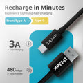65W USB-A to Type-C Fast Charging and Data Sync Cable with Braided Design and 3A Support