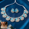 Silver-Plated Necklace Set – Elegant Blue Gemstone Design