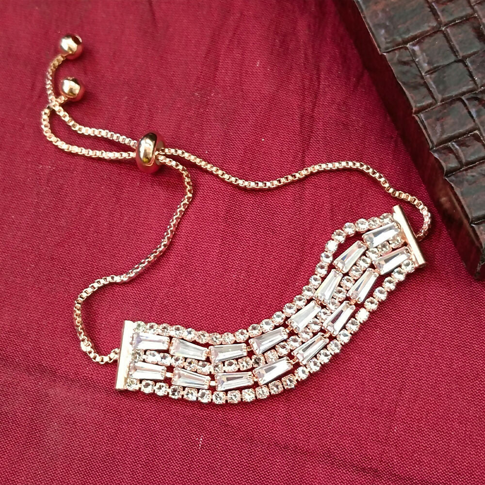 Rose Gold Plated Ad Stone Adjustable Bracelet