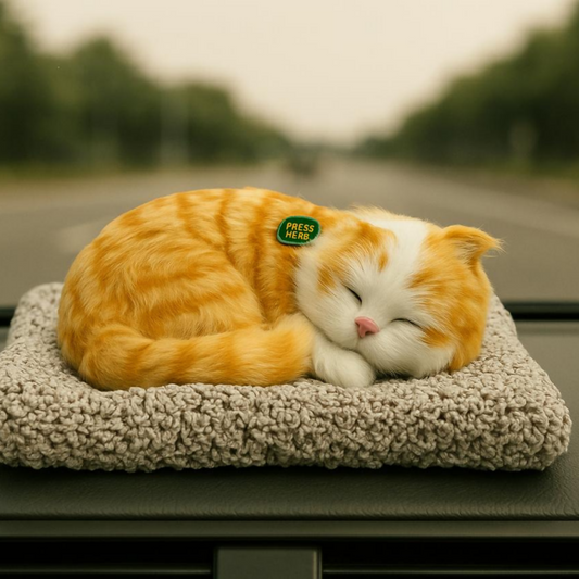 Premium Orange Sleeping Cat Dashboard Toy