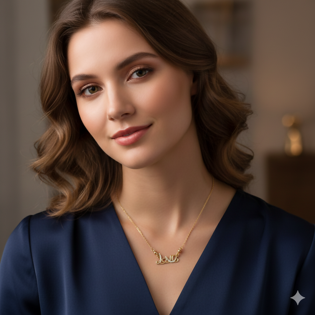 Love Gold Plated AD Pendant Necklace For women and girls