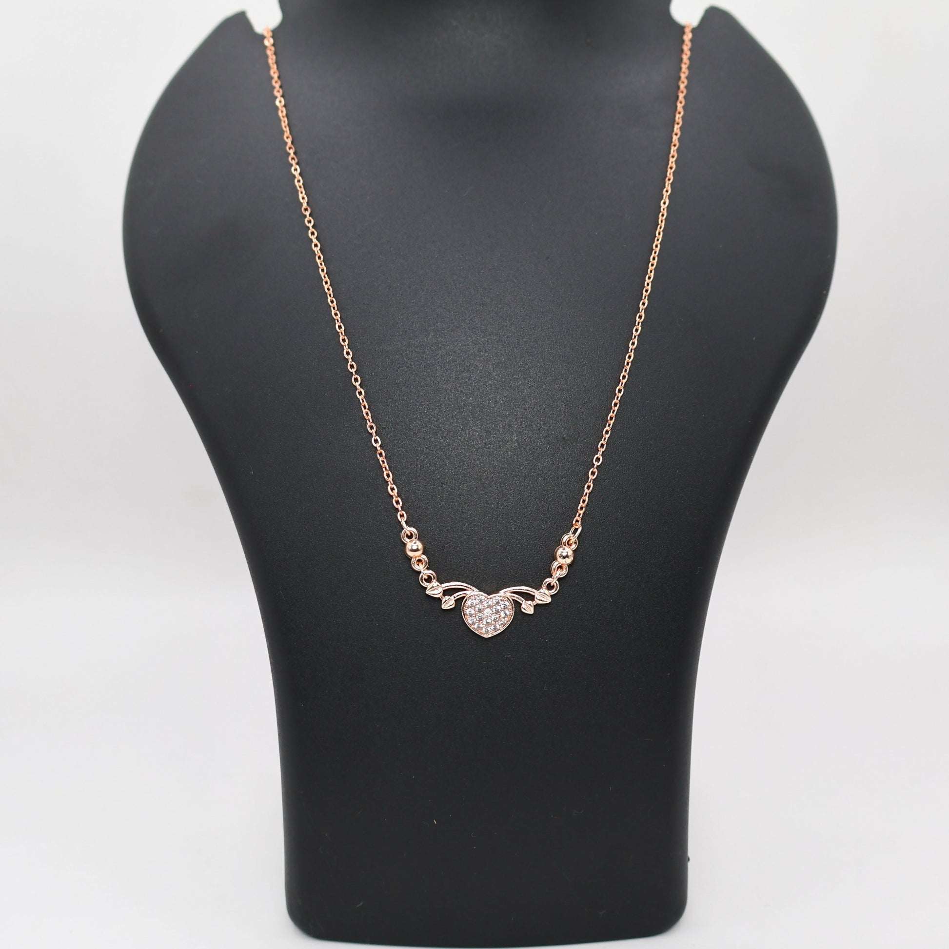 Rose Gold Plated Heart & AD Necklace for Women and girls