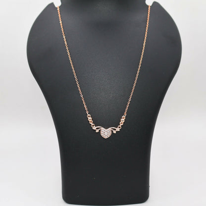 Rose Gold Plated Heart & AD Necklace for Women and girls