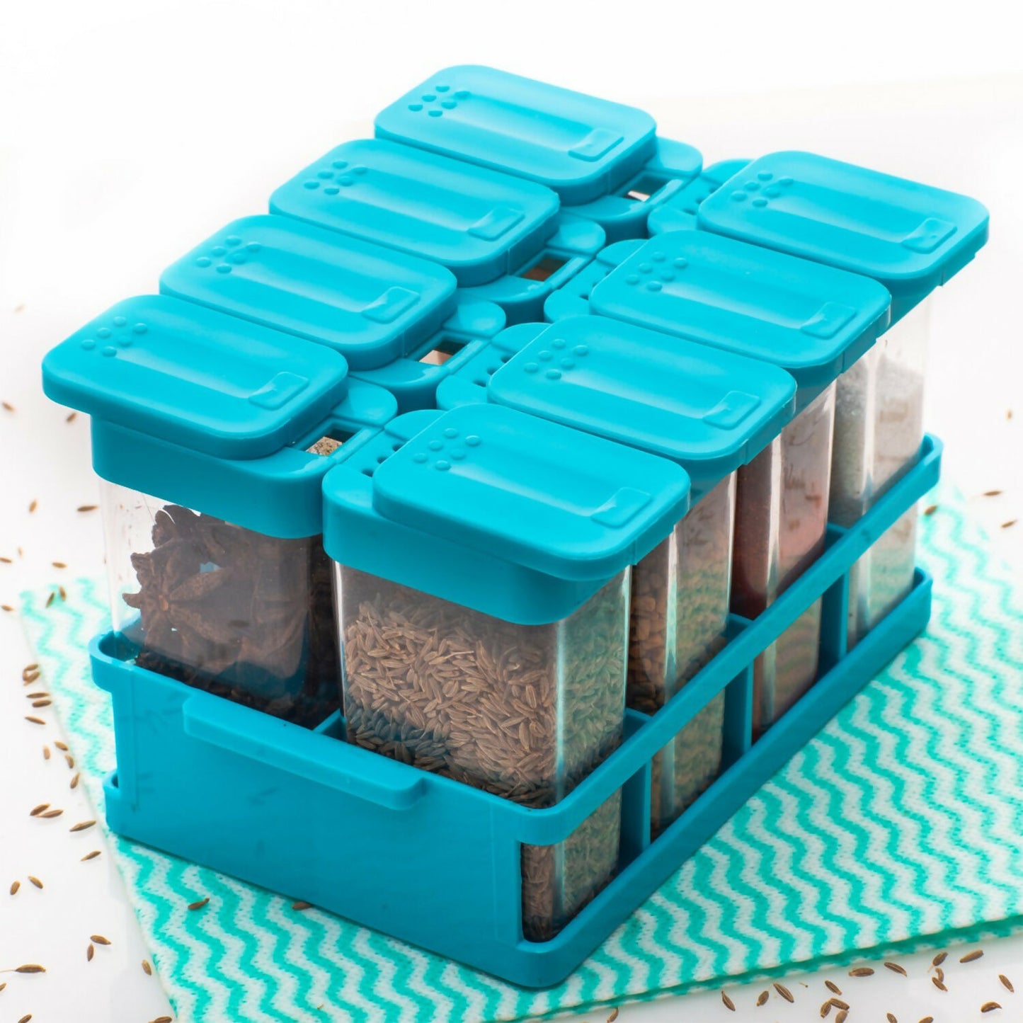 multipurpose spice rack with tray set of 8