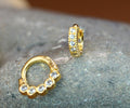 Gold plated Crystal Nose Hoop Nosepin Ring for women and girls Combo Pack of 2