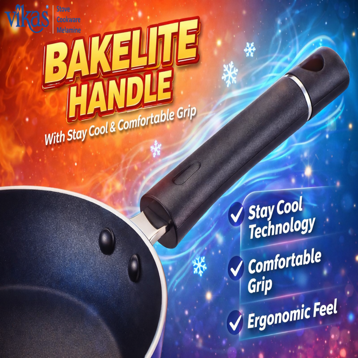 Bakelite handle on Vikas Fry Pan