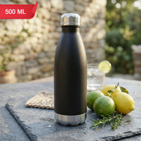 Premium Black Vacuum Insulated Stainless Steel Water Bottle for Hot & Cold Drinks