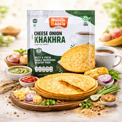 Naasta Baasta Cheese Onion Khakhra - Crispy Ready to Eat Wheat Flour Snack (200 Gm)