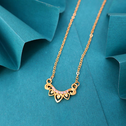 Gold Crown Heart Pendant Necklace AD Love Jewelry For women and girls