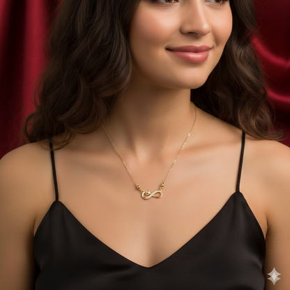 Gold Plated Heart & Infinity Necklace with AD For women and girls