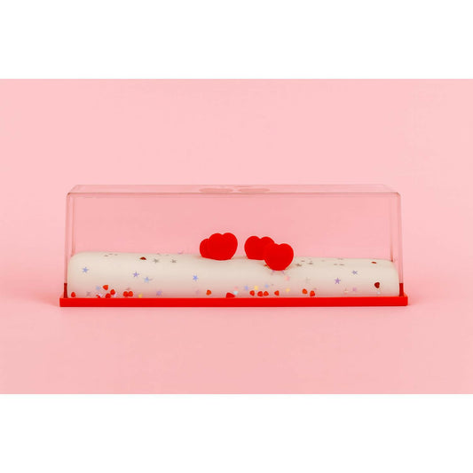 Romantic Heart Tabletop Showpiece in Transparent Display Box with Glitter & Star Confetti – Elegant Love-Themed Decorative Piece for Desk, Table, Bedroom, Anniversary, Wedding & Valentine’s Day Gifting