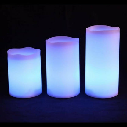 Premium Multi-Color Changing LED Flameless Candles with Remote Control – Set of 3 Battery Operated Pillar Candles with 12 Color Modes, Timer Function & Realistic Glow – Home Décor, Parties, Festivals & Gifting