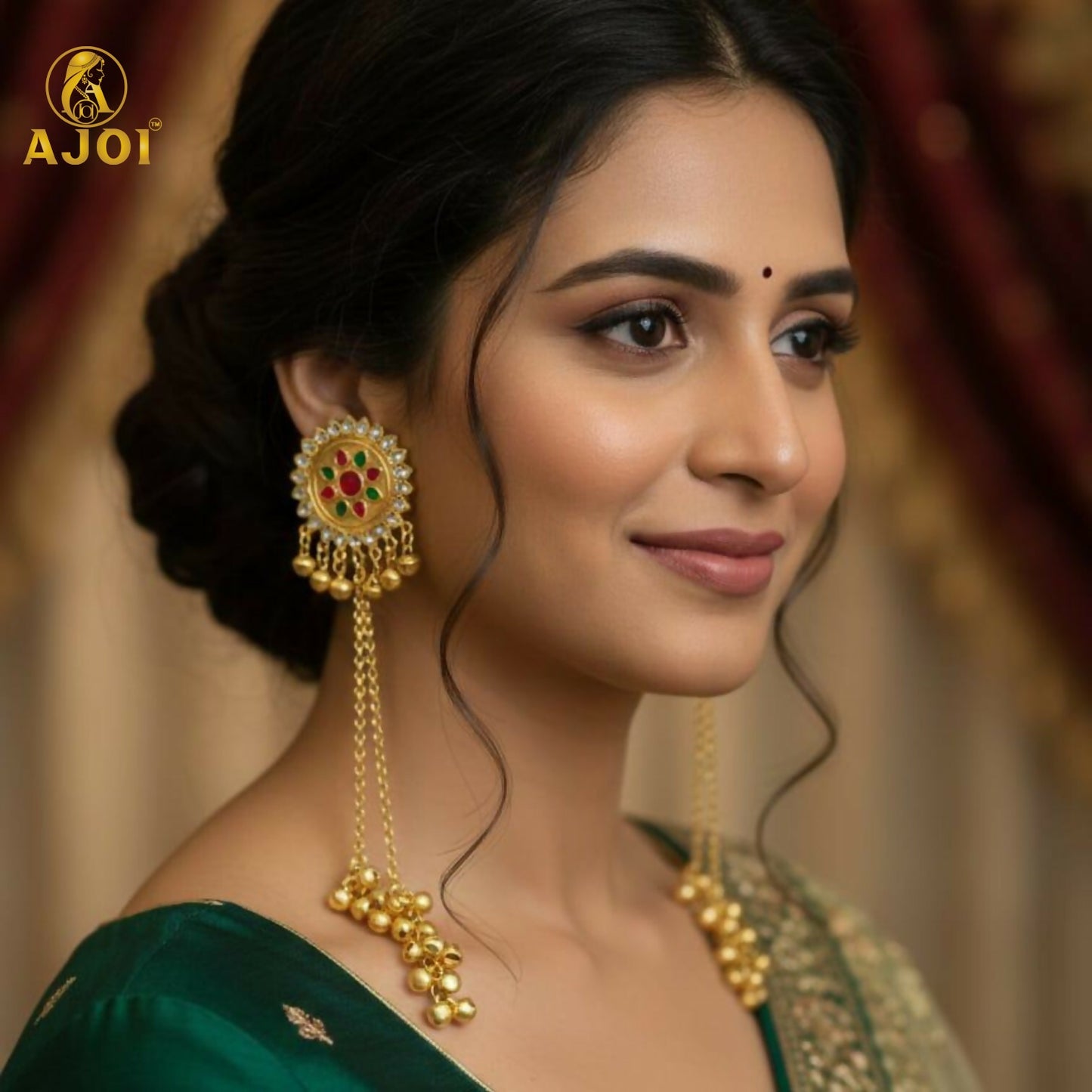 Royal Kashmiri Jhumka Drop Earrings with Kundan & Pearl Tassels–Luxury Earrings