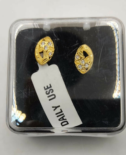 Gold-Plated AD Floral Stud Earrings for women and girls
