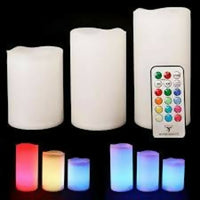 Premium Multi-Color Changing LED Flameless Candles with Remote Control – Set of 3 Battery Operated Pillar Candles with 12 Color Modes, Timer Function & Realistic Glow – Home Décor, Parties, Festivals & Gifting
