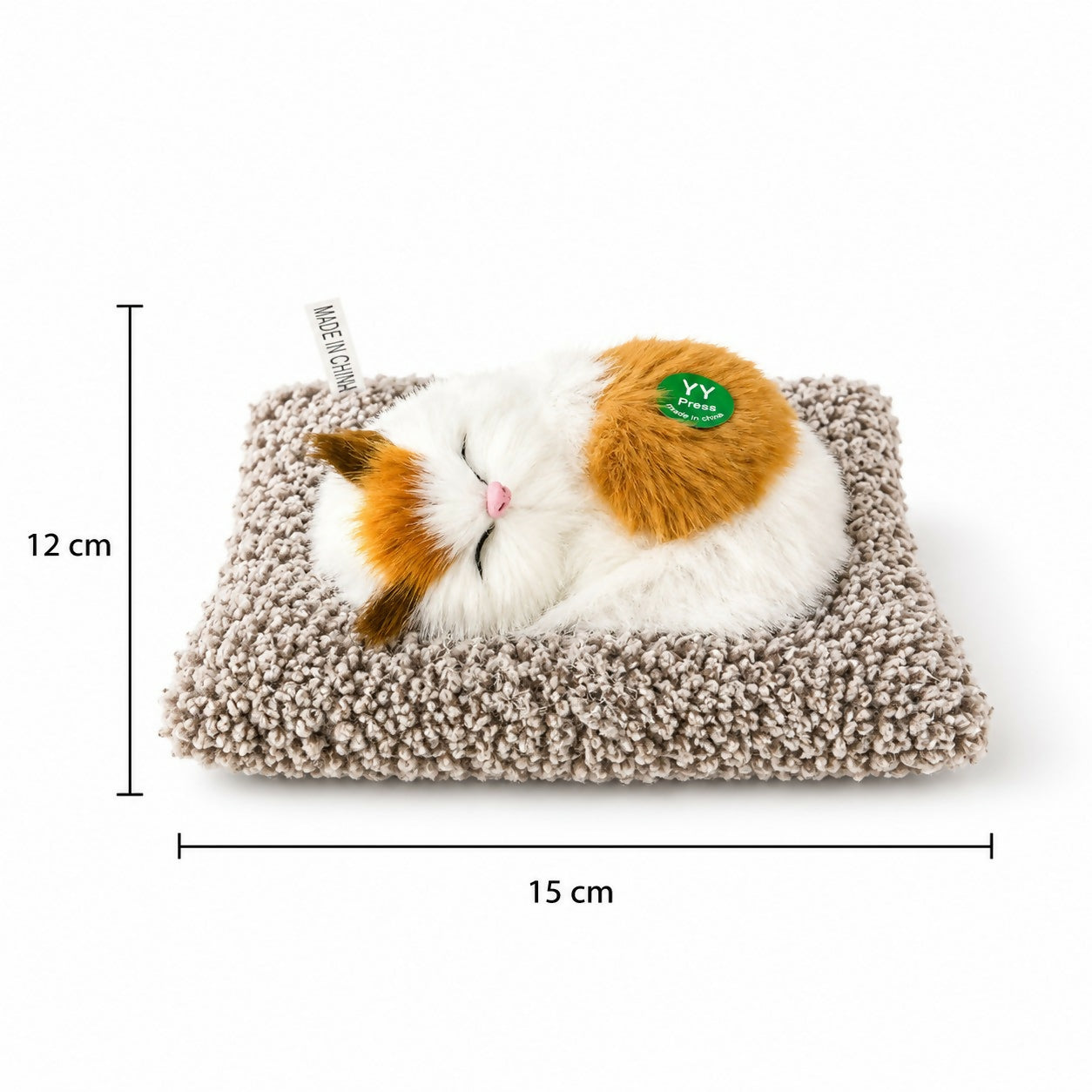 Mini sleeping cat plush toy with cushion base