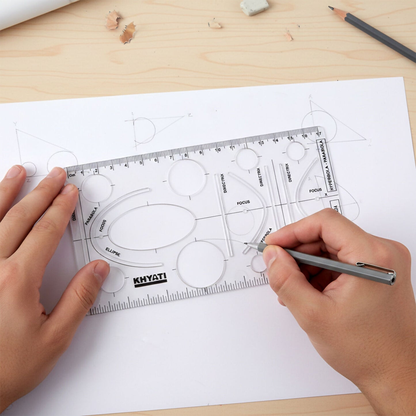 Mathematical Drawing Template Ruler Set with Ellipse Parabola Hyperbola Shapes (10Pcs)