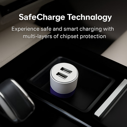 Uniteq 65W Dual USB Fast Car Charger Adapter 2 Port (White)