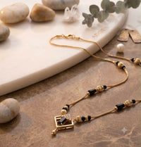 Premium Gold Plated Black Bead Designer Necklace for Women | Fashion Daily Wear Jewelry