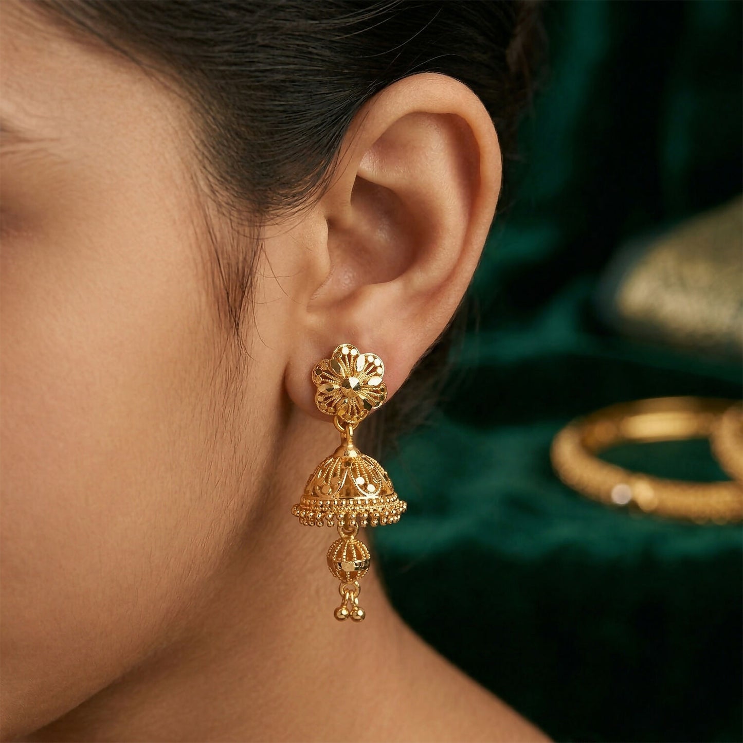 Royal Traditional Gold Jhumka Earrings for Wedding & Party Wear