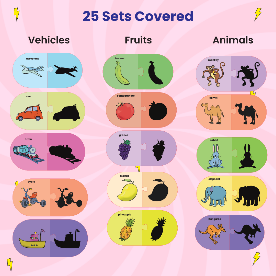 Shadow Matching Puzzle - Ages 3+ (50 cardboard puzzle pieces) Find & Match series