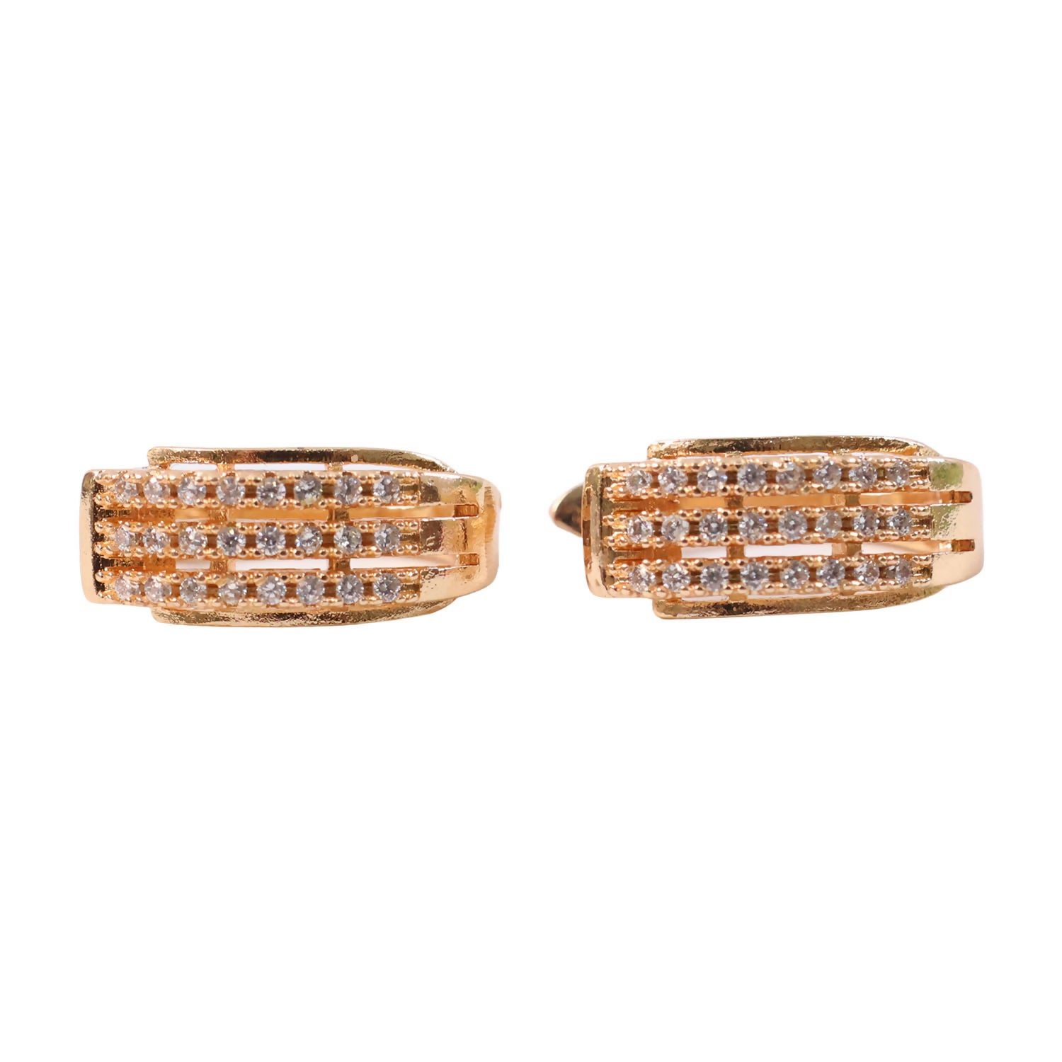 Gold Finish Crystal Hoop Earrings for Women