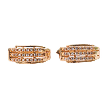 Gold Finish Crystal Hoop Earrings for Women