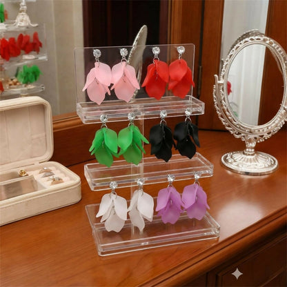 Floral Petal Drop Earrings With Stud Diamond for Women – Lightweight Statement Fashion Jewelry (Pack Of 6)