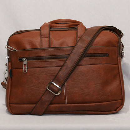 Premium Brown Leather Laptop Bag for Men & Women | 15.5 Inch Office Messenger Bag with Adjustable Shoulder Strap | Stylish Business Briefcase for Work, College & Travel