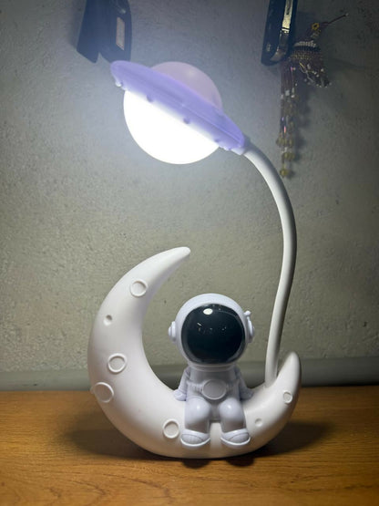 Astronaut Moon LED Night Lamp with Touch Control, USB Rechargeable