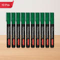 Green Permanent Marker Pen – Refillable, Bold Ink 10 Pack
