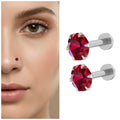 Red Ruby Nose Pin Studs – Silver Plated Set of 2 for Women
