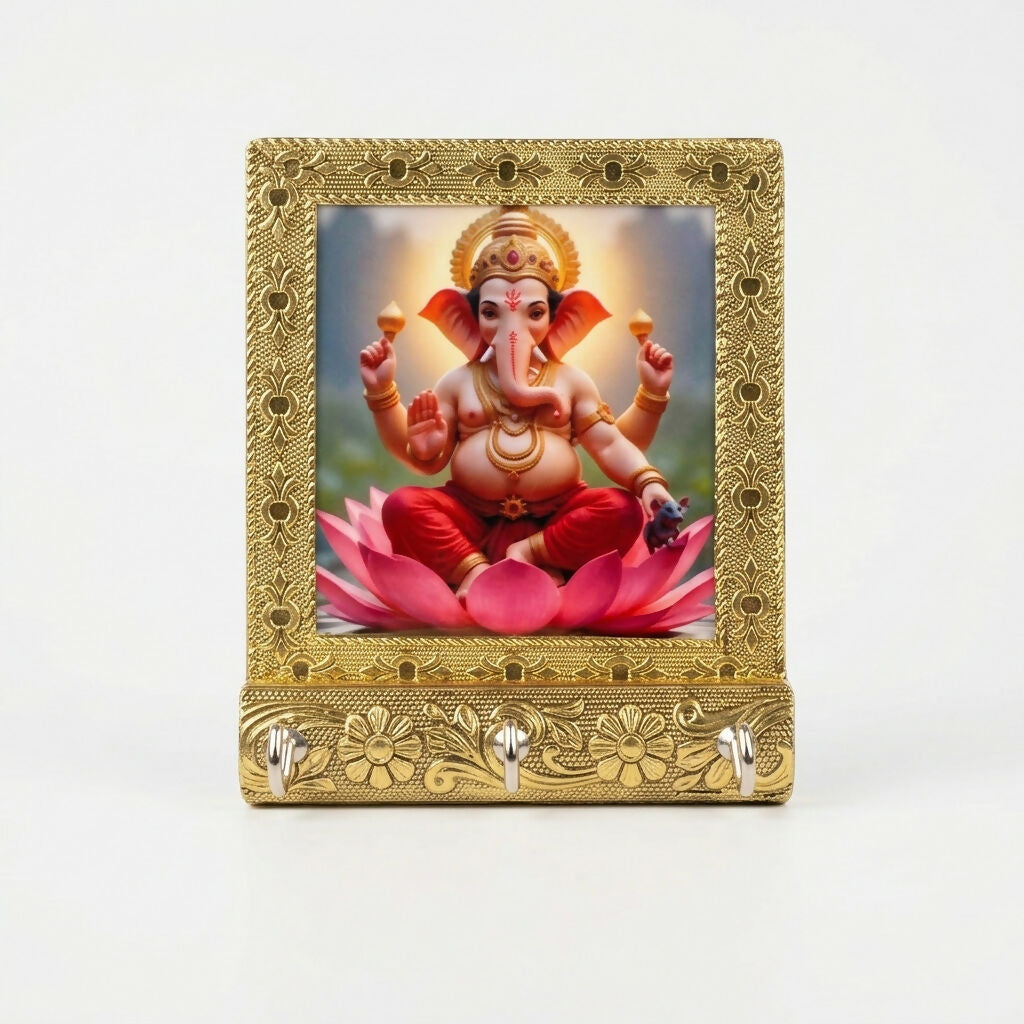 Lord Ganesha key holder wall hanging displayed on wall