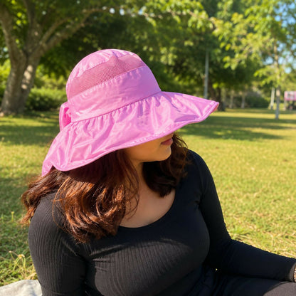 Close-up of soft material on women’s sun visor hat