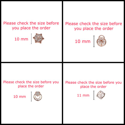 Rose Gold Plated AD Stud & Hoop Earrings Set for women and girls Combo Pack of 4