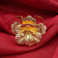 Gold Plated Designer Blooming Flower Cuff Kada with Textured Petal Elegance